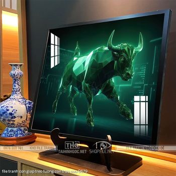 file tranh con giap treo tuong con trau suu 0679