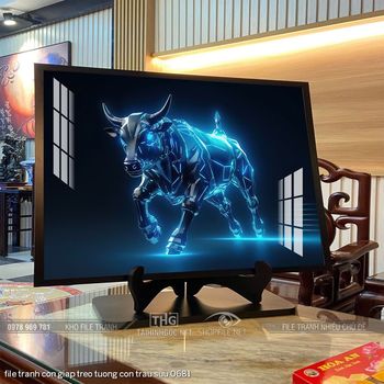 file tranh con giap treo tuong con trau suu 0681