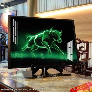 file tranh con giap treo tuong con trau suu 0684