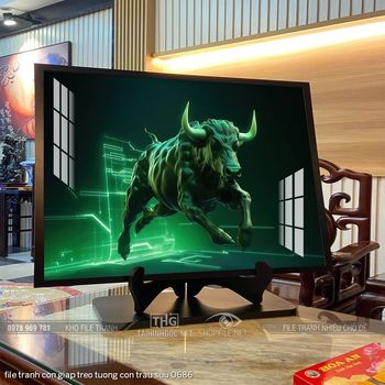 file tranh con giap treo tuong con trau suu 0686