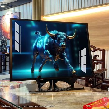 file tranh con giap treo tuong con trau suu 0687