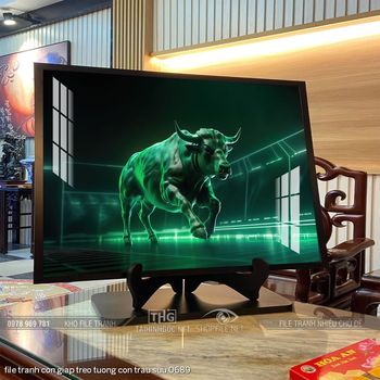 file tranh con giap treo tuong con trau suu 0689