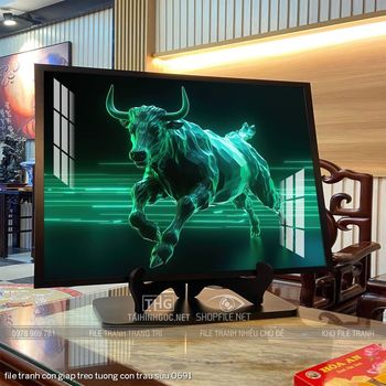 file tranh con giap treo tuong con trau suu 0691