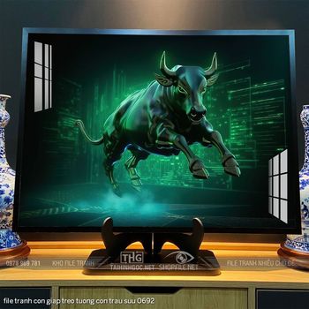 file tranh con giap treo tuong con trau suu 0692