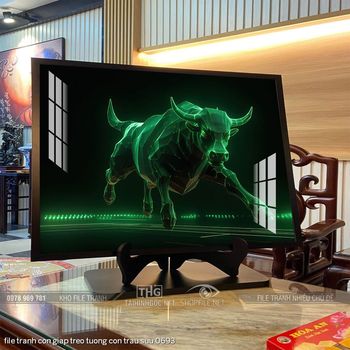 file tranh con giap treo tuong con trau suu 0693