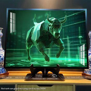 file tranh con giap treo tuong con trau suu 0694