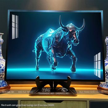 file tranh con giap treo tuong con trau suu 0695