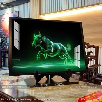 file tranh con giap treo tuong con trau suu 0696