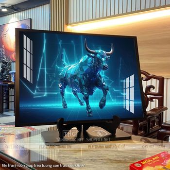 file tranh con giap treo tuong con trau suu 0697