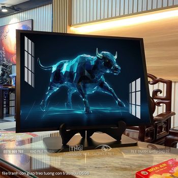 file tranh con giap treo tuong con trau suu 0698