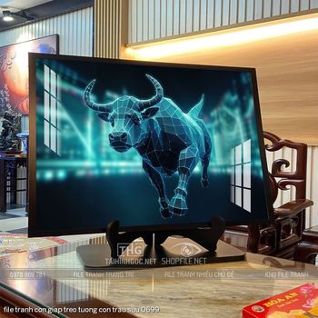 file tranh con giap treo tuong con trau suu 0699