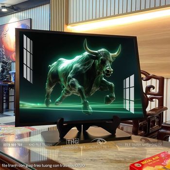 file tranh con giap treo tuong con trau suu 0700