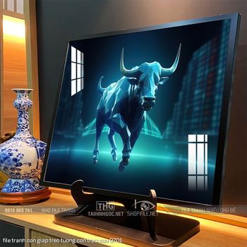 file tranh con giap treo tuong con trau suu 0701