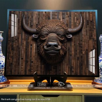 file tranh con giap treo tuong con trau suu 0719