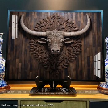 file tranh con giap treo tuong con trau suu 0720