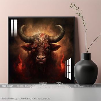 file tranh con giap treo tuong con trau suu 0723