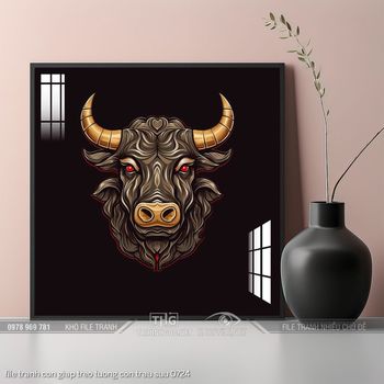 file tranh con giap treo tuong con trau suu 0724