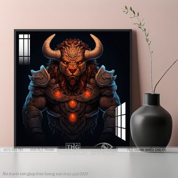 file tranh con giap treo tuong con trau suu 0727