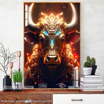 file tranh con giap treo tuong con trau suu 0729