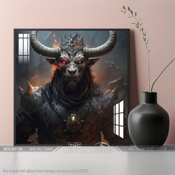 file tranh con giap treo tuong con trau suu 0730