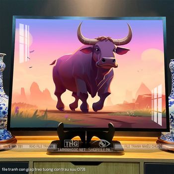 file tranh con giap treo tuong con trau suu 0731