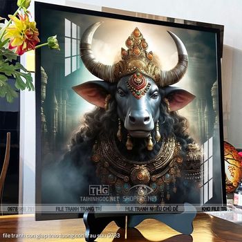 file tranh con giap treo tuong con trau suu 0733