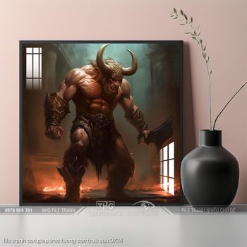 file tranh con giap treo tuong con trau suu 0734