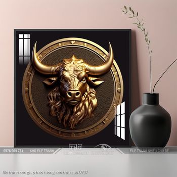 file tranh con giap treo tuong con trau suu 0737