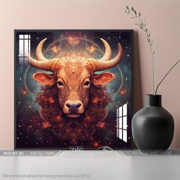 file tranh con giap treo tuong con trau suu 0738