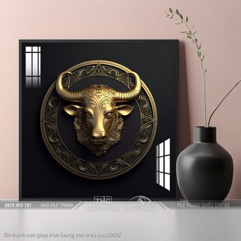 file tranh con giap treo tuong con trau suu 0740