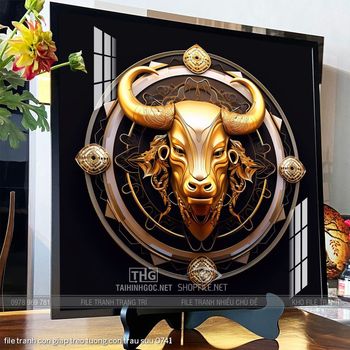 file tranh con giap treo tuong con trau suu 0741