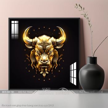 file tranh con giap treo tuong con trau suu 0742