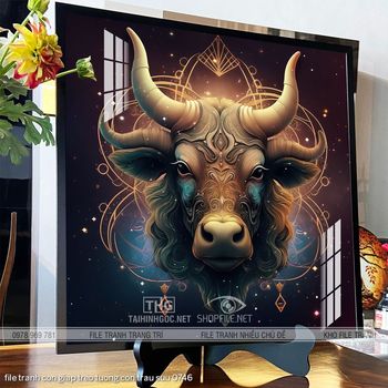 file tranh con giap treo tuong con trau suu 0746