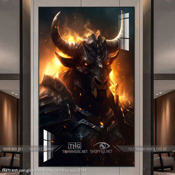 file tranh con giap treo tuong con trau suu 0749