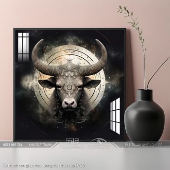 file tranh con giap treo tuong con trau suu 0750