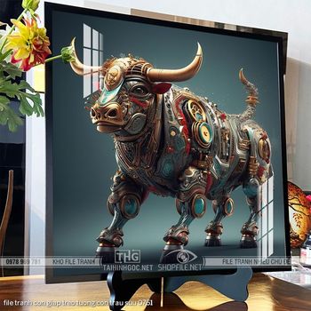 file tranh con giap treo tuong con trau suu 0751