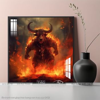 file tranh con giap treo tuong con trau suu 0752