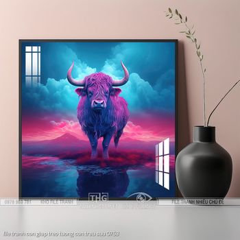 file tranh con giap treo tuong con trau suu 0753