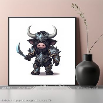 file tranh con giap treo tuong con trau suu 0755