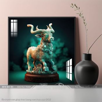 file tranh con giap treo tuong con trau suu 0756