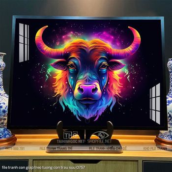 file tranh con giap treo tuong con trau suu 0757