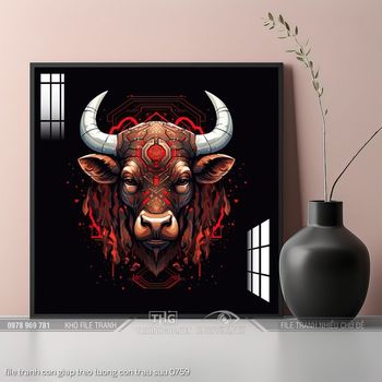 file tranh con giap treo tuong con trau suu 0759