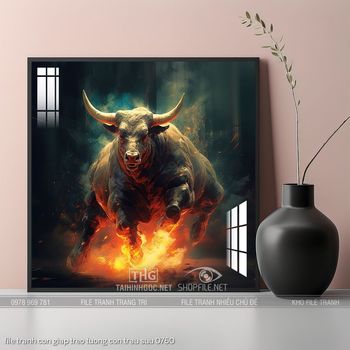 file tranh con giap treo tuong con trau suu 0760