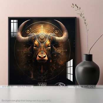 file tranh con giap treo tuong con trau suu 0761