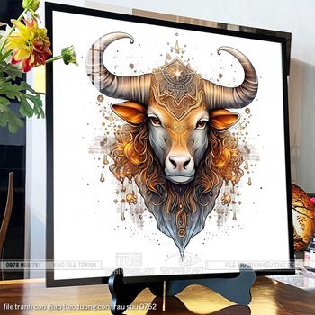 file tranh con giap treo tuong con trau suu 0762