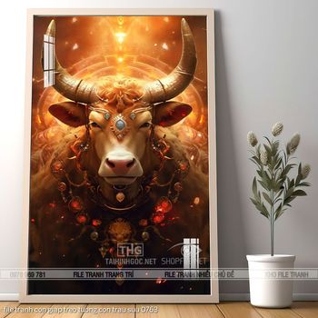 file tranh con giap treo tuong con trau suu 0763