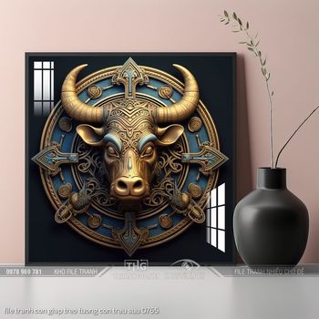 file tranh con giap treo tuong con trau suu 0765