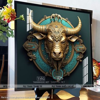 file tranh con giap treo tuong con trau suu 0766