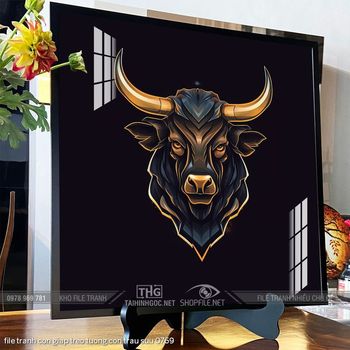 file tranh con giap treo tuong con trau suu 0769