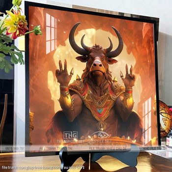 file tranh con giap treo tuong con trau suu 0771